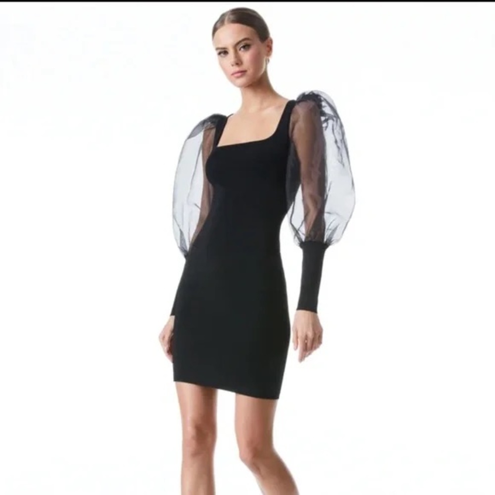 Alice + Olivia Abella Puff Sleeve Square
Neck Dress M